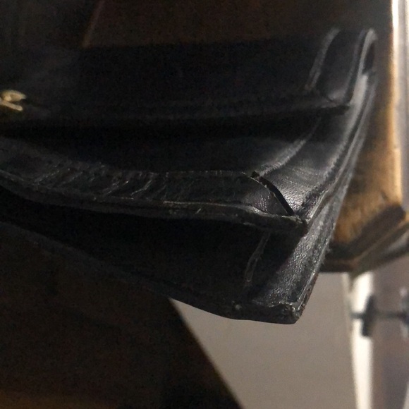 LARGE Rare Vintage Gimbels Black Leather Horsebit Clutch - Picture 11 of 14